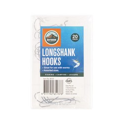 Fishing Hooks Long Shank 20Pk