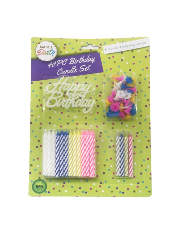 40PCE Assorted Birthday Candle Set