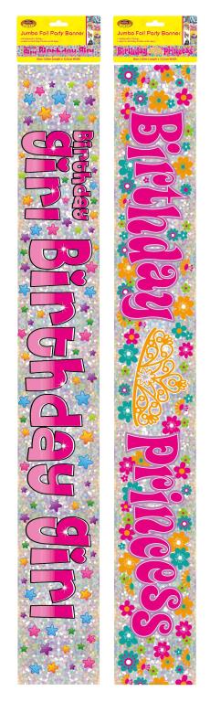 Jumbo Foil Party Banner - Girl Birthday Series