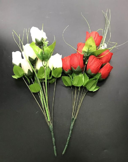 9 Rose Head Artificial Flower Bunch