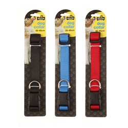 Collar Dog Adjustable Medium 3 Asstd Cols Nylon 35-45cm