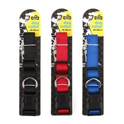 Collar Dog Adjustable Large 3 Asstd Cols Nylon 40-58cm