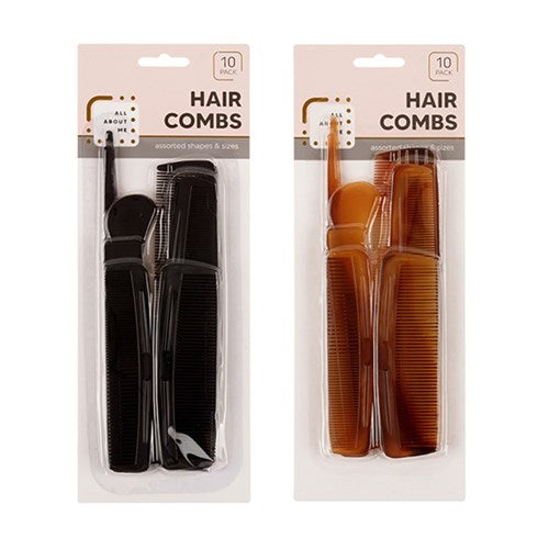 Hair Combs Pk10 Black Tortoise Asstd