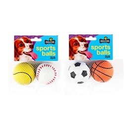 Dog Toy Rubber Sports Balls 2 Asstd Pk2