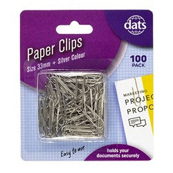 Clip Paper 33mm 100pk Silver