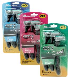 GT3 Max-Power Disposable Razors 3 Pack Ass