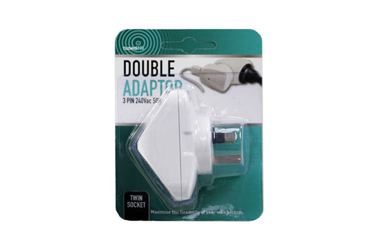 Double Adaptor - Angled / 3 Pin 240V 50Hz (Model: UCA304A) Twin Socket