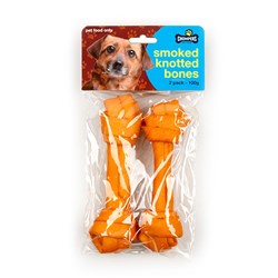 Dog Mini Smoked Knotted Bones 14.5cm Pk2 100g