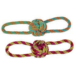 Dog Toy Rope Tug Figure-8 with Knotted Ball 2 Asstd Cols 33cm