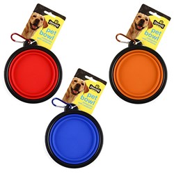 Bowl Pet Collapsible 3 Asstd Colours w Carabiner