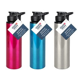 Drink Bottle 750mL 24x7cm 3 Asst Cols Aluminium w PP Lid