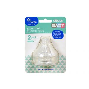 Decor Formula Cap Silicone Teats - Slow Flow / Pack of 2 (Use for 180ml & 330ml Bottle)