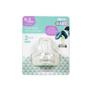 Decor Formula Cap Silicone Teats - Slow Flow / Pack of 2 (Use for 260ml Bottle)