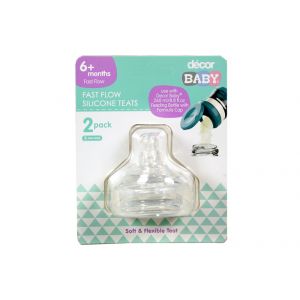 Decor Formula Cap Silicone Teats - Fast Flow / Pack of 2 (Use for 260ml Bottle)