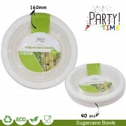 DISPOSABLE RND BOWLS 160MM 40P SUGARCANE