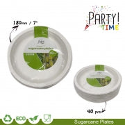 DISPOSABLE PLATES 180MM P/40 SUGARCANE