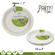 DISPOSABLE PLATES 180MM P/12 SUGARCANE