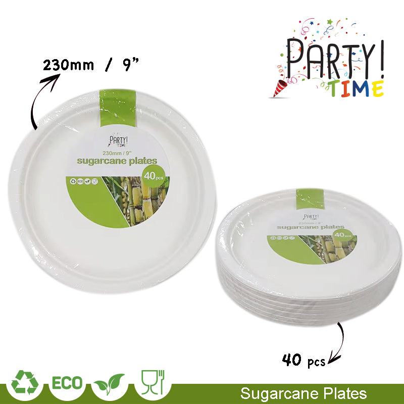 DISPOSABLE PLATES 230MM P/40 SUGARCANE