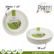 DISPOSABLE PLATES 260MM P/40 SUGARCANE