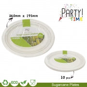 DISPOSABLE OVAL PLATES 260X195MM P/10 SUGARCANE